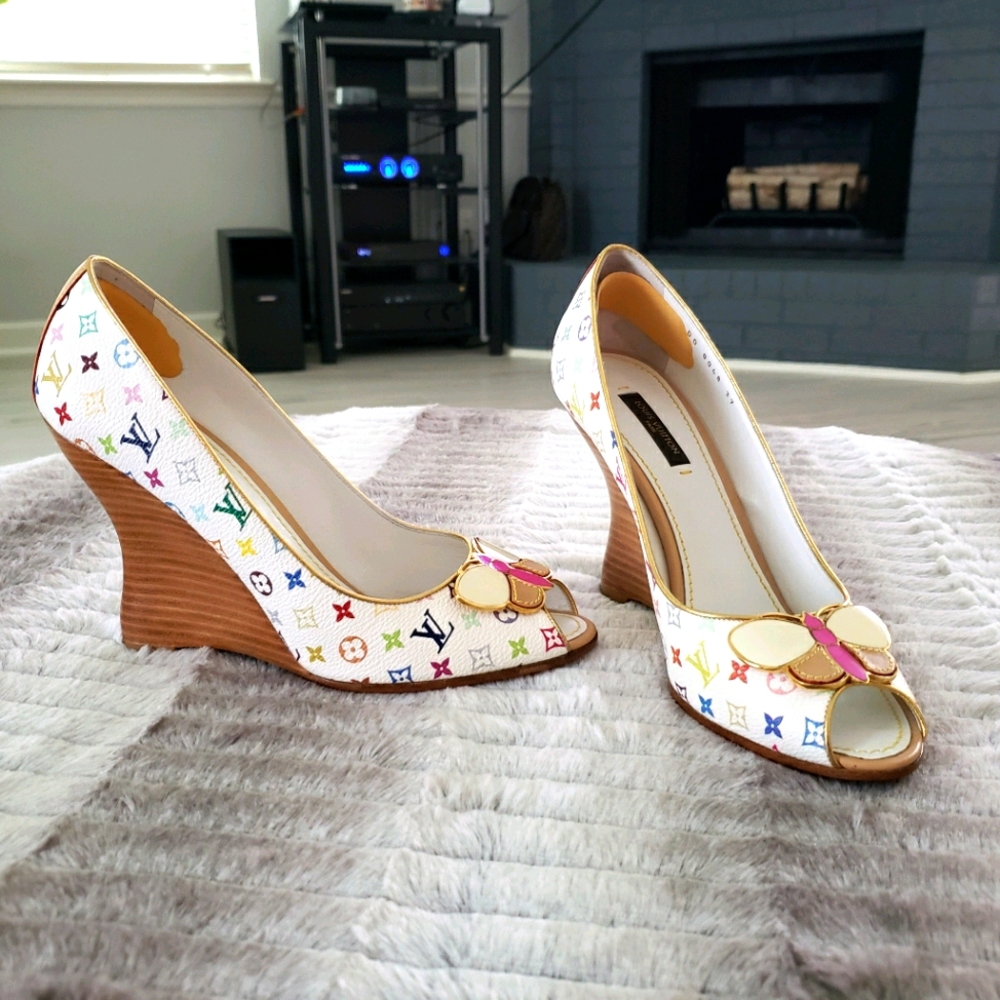 multicolor solid wood wedge heels LV Louis Vuitton